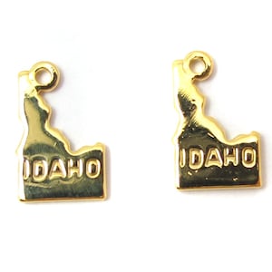 Engraved Tiny GOLD Plated on Raw Brass Idaho State Charms (2X) (A411-C)