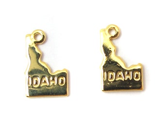 Engraved Tiny GOLD Plated on Raw Brass Idaho State Charms (2X) (A411-C)