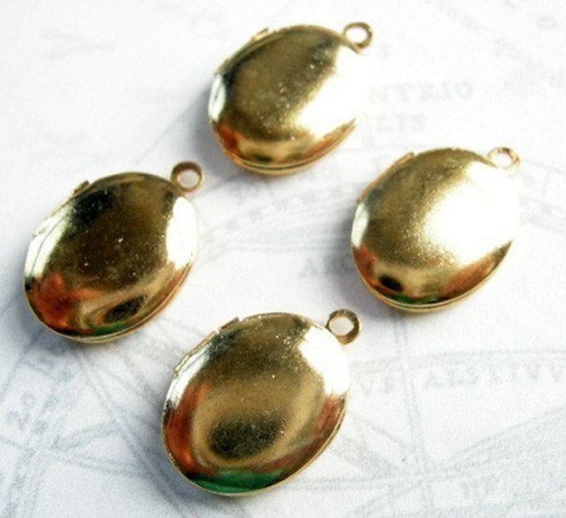Vintage Shiny Gold Plated Oval Engraving Lockets 4X V481 Etsy