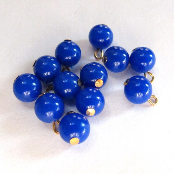 Last Set left- Vintage Japanese Navy Blue Plastic Beaded Charms (12X) (B516)