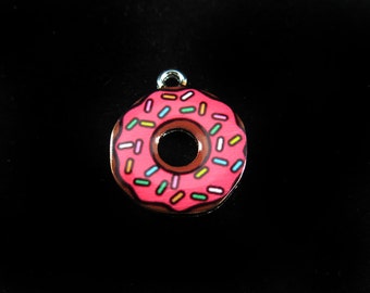 Rhodium Plated Pink Donut Charms (2x) (K311-B)