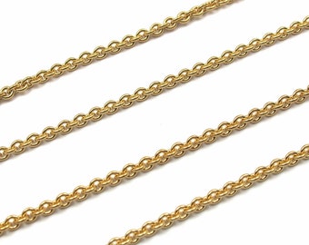 Vintage Gold Plated On Steel Soldered Cable Chain Pieces (4X) (C575)