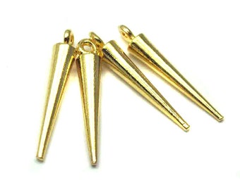 Gold Plated Spike Charms (4X) (M506-C)