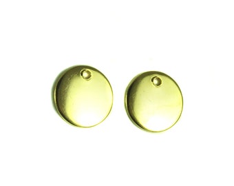 Gold Plated Engraving Circle Charms - with hole - 11mm (8x) (M687-C)