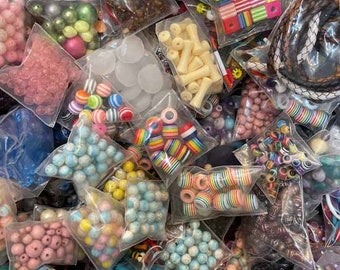 Bulk Mix of Plastic Beads - RANDOM Mystery Lot - (B704-Plastic) (1/2 pound)