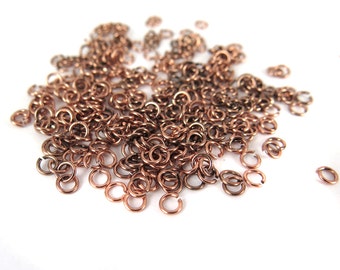 Shiny Antiqued Copper 4mm Round Jump Rings - 12 grams (approximately 300x) (21 gauge) K851-H