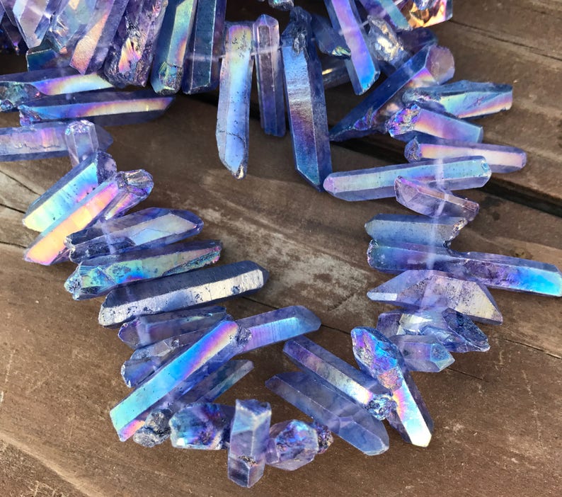 Electroplated Titanium Aura Coated Quartz Beads Purple 8x Etsy