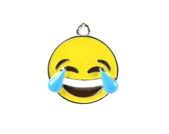 Rhodium Plated Laughing Face with Tears Charms (2x) (K300-B)