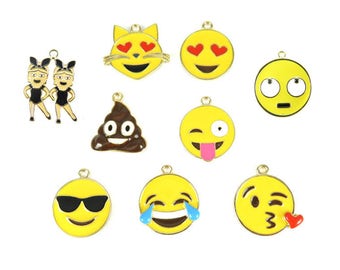 Gold Plated Face Charms - One of Each (9x) (K307-C)