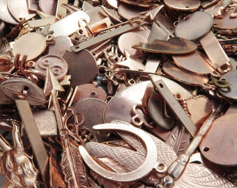 Mix of Rose Gold Plated & Antiqued Copper Charms (40g) (V127)