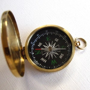 Huge Raw Brass Working Compass Pendant 1X J602 image 1