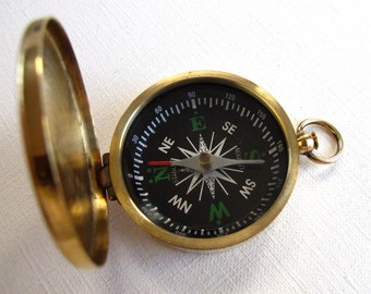 Huge Raw Brass Working Compass Pendant (1X) (J602)