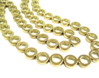 Bronze Electroplated Hematite Circle Beads - (16x) (NS562)