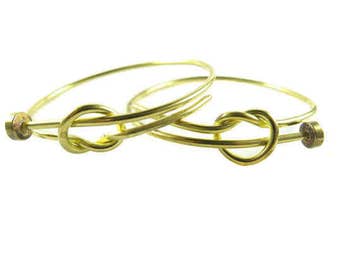 Raw Brass Knot & Nail Head Bangle Bracelet (1x) (K409-A)