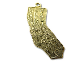 Antiqued Gold Plated California State Charms (4X) (V166)