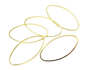 Large Gold Plated Oval Shape Wire Charms (10x) (K208-C)