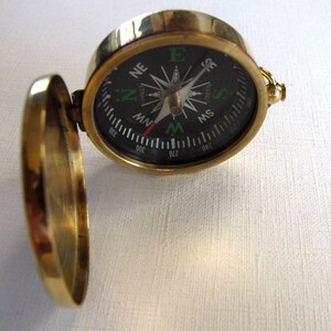 Huge Raw Brass Working Compass Pendant 1X J602 image 4