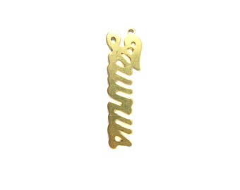 Brass Astrological Name Plate Pendants - single bail - Taurus (2X) (A605-E)