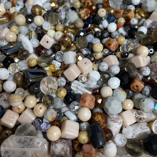 Bulk Mix of Vintage & New Glass Beads ~ Cool Mix