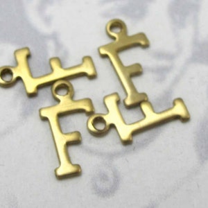 Raw Brass Letter F Charms 10X A505 image 4