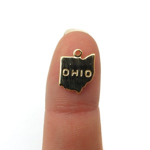 Engraved Tiny Gold Plated on Raw Brass Ohio State Charms 2X A434-C image 2
