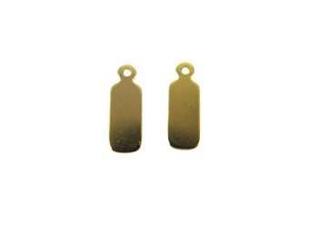 Small Gold Plated Engraving Tag Charms (8X) (M682-C)