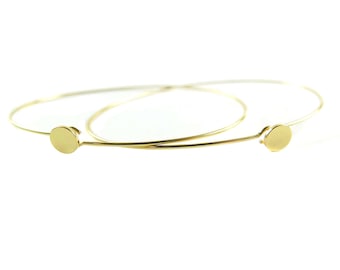 Gold Plated Dainty Circle Engraving / Glue Wire Bracelet (1x) (K416-C)