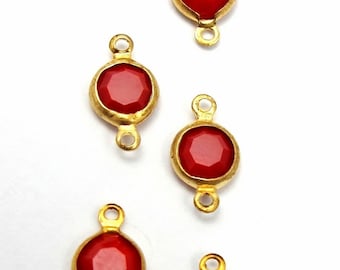 Vintage Cherry Red Swarovski Crystal Rhinestone Connector Charms (8X) (S500)