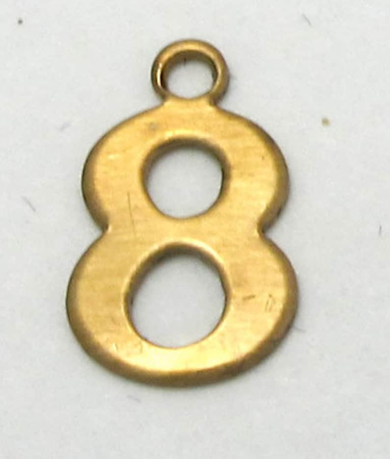 Raw Brass Number 8 Charms 10X A535 image 1