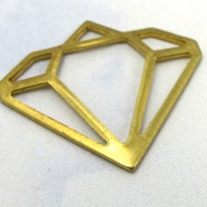 Brass Contour Diamond Charms (8X) (M572)
