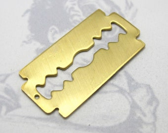 Vintage Style Razor Blade Engraving Pendants - Dull Edge (4X) (M751-A)