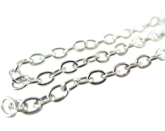 Rhodium verguld op messing kabelketting (3 voet) (C935-B)