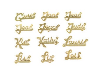 Vintage Gold Plated Name Plate Pendant - You Choose - (1x) (J820)