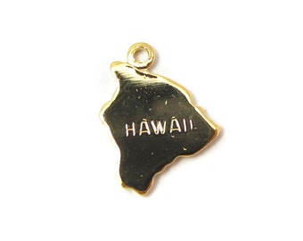 Engraved Tiny GOLD Plated on Raw Brass Hawaii State Charms (2X) (A410-C)