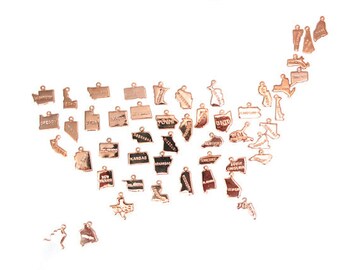 ENGRAVED - Tiny Rose Gold Plated State Charms - (50x) (A450-D)