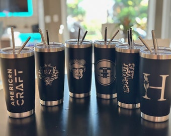 Custom Tumbler - Business Logo/Custom Graphic - 20 oz - Black