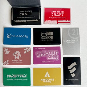 Custom Engraved (front and back) Metal Business Cards - 0.45 mm thick