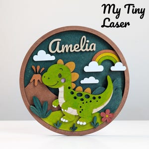 Dino Name Sign – Digital File for Laser Cutting image 2