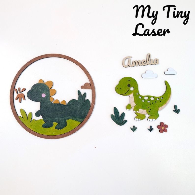 Dino Name Sign – Digital File for Laser Cutting image 3