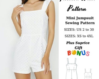 Chic Mini Jumpsuit Sewing Pattern: Summer Romper (A0-A4-US Letter)