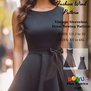 Vintage 1950s Sleeveless Dress Sewing Pattern (XS-4XL)