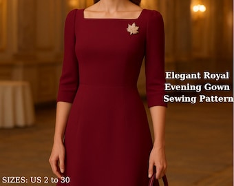 Elegant Royal Evening Gown with Mini Hat – Ballroom Fashion Dress (Digital Download)