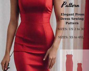 Elegant Prom Dress Sewing Pattern: XS-4XL (Digital Download)