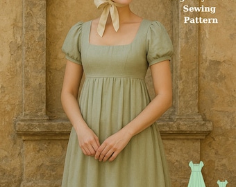 Regency Era Dress Sewing Pattern: Historical Ruffled Gown (PDF Pattern, XS-4XL)