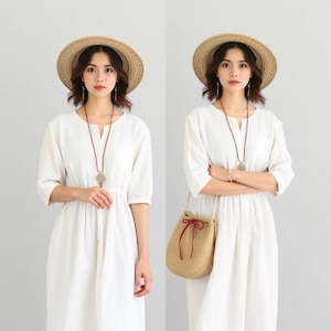 Gathered Linen Empire Waist Dress Sewing Pattern (Digital Download)