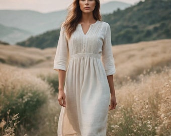Cottagecore Linen Dress Sewing Pattern: XS-4XL (Digital Download)