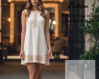 Cottagecore Mini Dress Sewing Pattern (XS-4XL) (Digital Download)