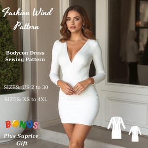 Bodycon Mini Dress Sewing Pattern: Stretch Pencil Dress (Digital Download)