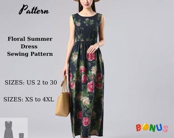 Floral Summer Dress Sewing Pattern: Cottagecore Style (Digital Download)