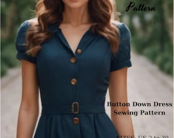 Cottagecore Button Down Dress Sewing Pattern (XS-4XL) (Digital Download)